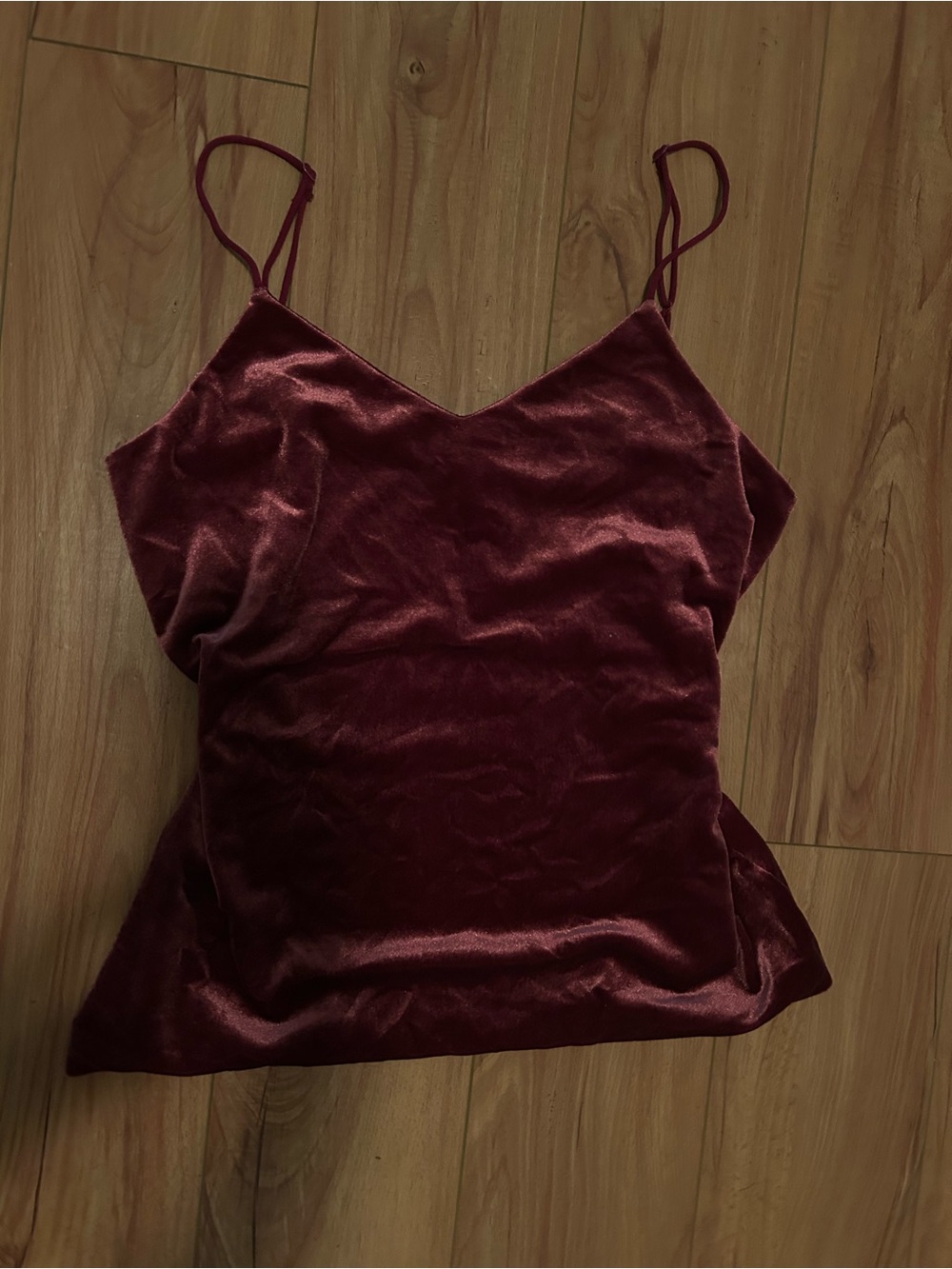 Y2k crushed red velvet spaghetti strap tank